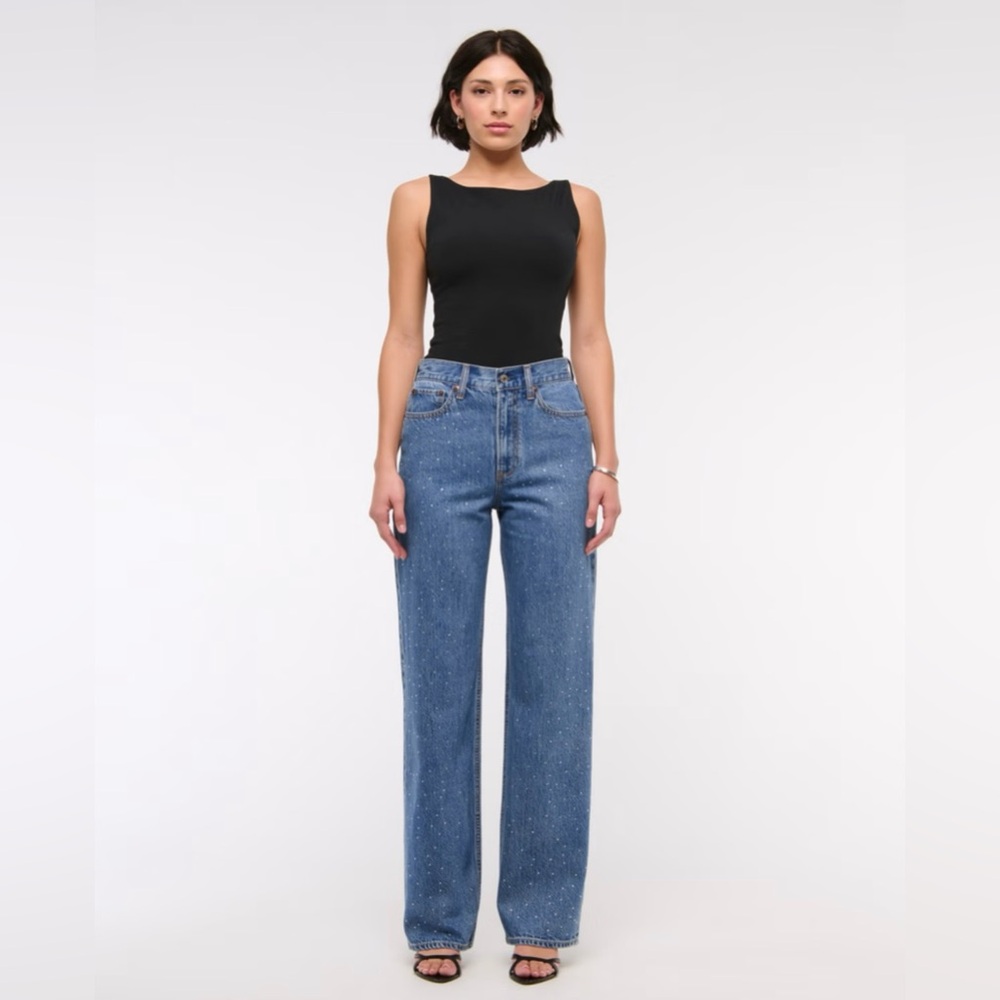 Abercrombie & Fitch High Rise The Loose Bedazzled Jeans